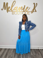 Day To Day Tiered Maxi Skirt: Blue